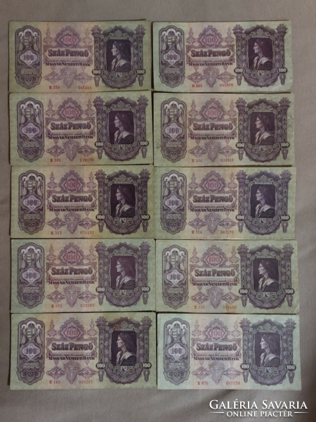 100 Pengő lots! In better condition.