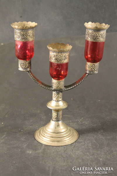 Silver-plated candle holder with glass insert 325