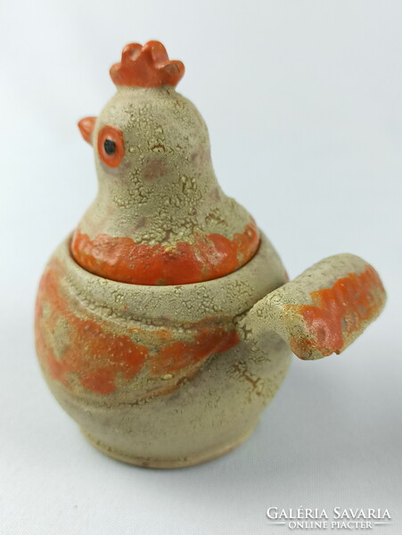 Gardener's basket - ceramic hen figure - lidded spice rack(?)