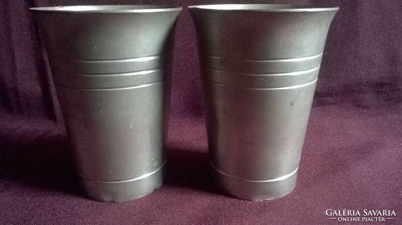 Marked pewter, glass pair 48.