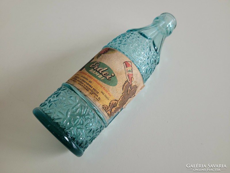 Régi kék üdítős üveg Erdei Bambi mid century retro szénsavas ital