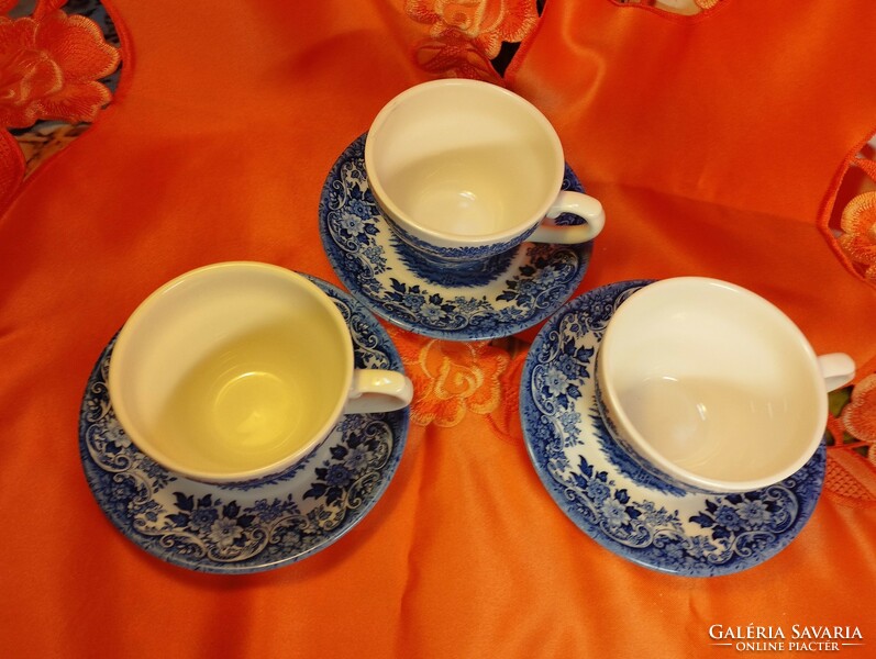 English porcelain coffee cup with bottom, 3 pairs