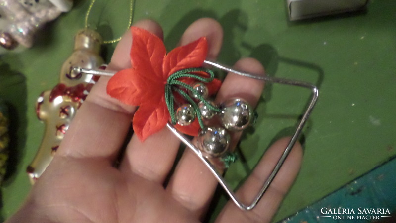 Retro, glass and wire Christmas tree decoration in basically good condition.
