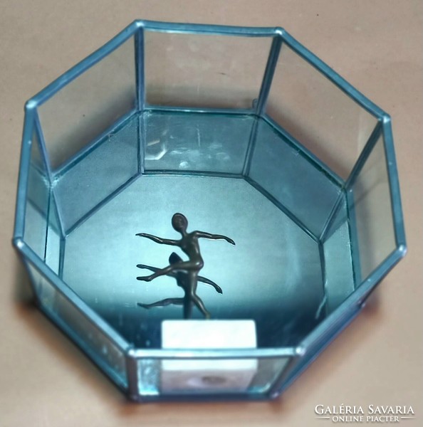 Modernista tükrös nyolcszög üveg tifanny falipolc ALKUDHATÓ Art deco dedign