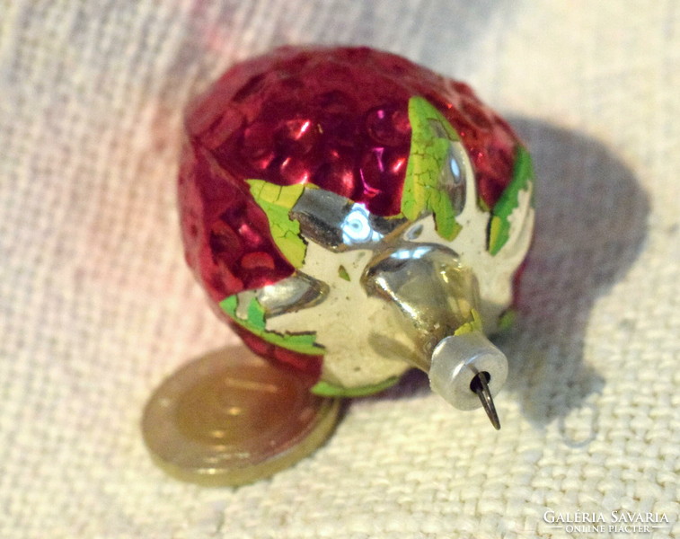 3 Pieces of the same old glass Christmas tree decoration strawberries