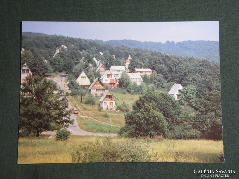 Postcard, Mátraszentimre, detail of Fallóskút skyline, holiday home, resort, 1980-
