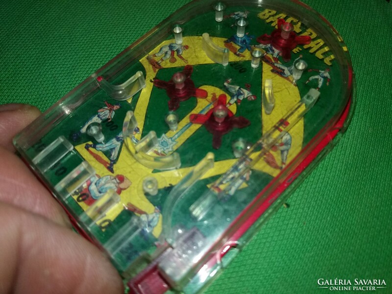 Régi mini kézi ügyességi játék tivoli FLIPPER - BASEBALL 9 x 6 cm a képek szerint