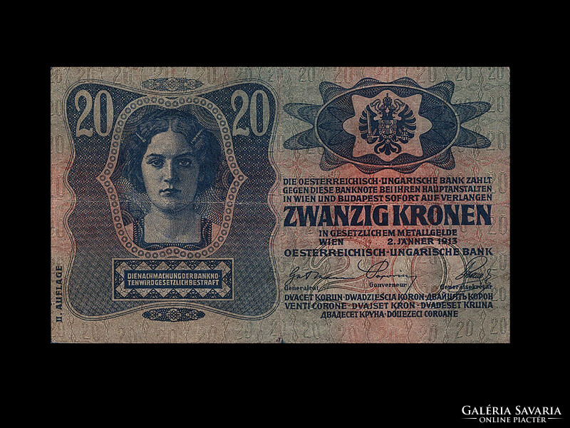 20 Crowns - 1913 ii. Edition - Hungary overstamped