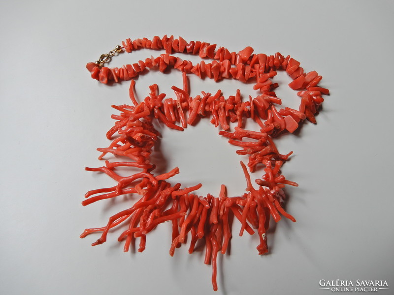 Old red noble coral branch collar with blue gilded clasp﻿
