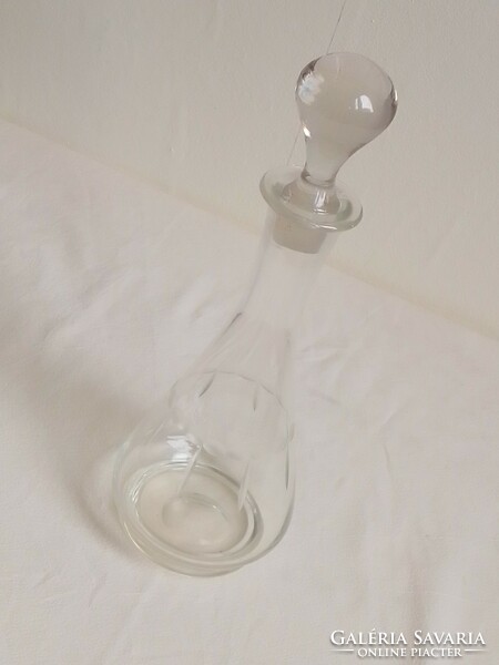 Antique Old Polished Blown Cut Glass Liqueur Dessert Wine Brandy Pouring Bottle with Stopper