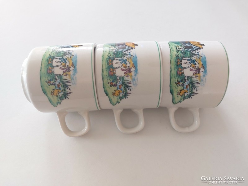Hillary & bros fairy tale ceramic mug tea cup goose duck pattern 3 pcs