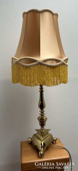 Antik réz asztali lámpa restaurált új lámpaernyővel