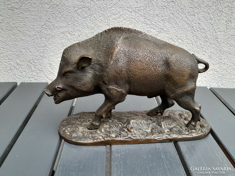 HUF 1 rare metal industry and briquetting company. Budapest bronze wild boar statue extremely detailed