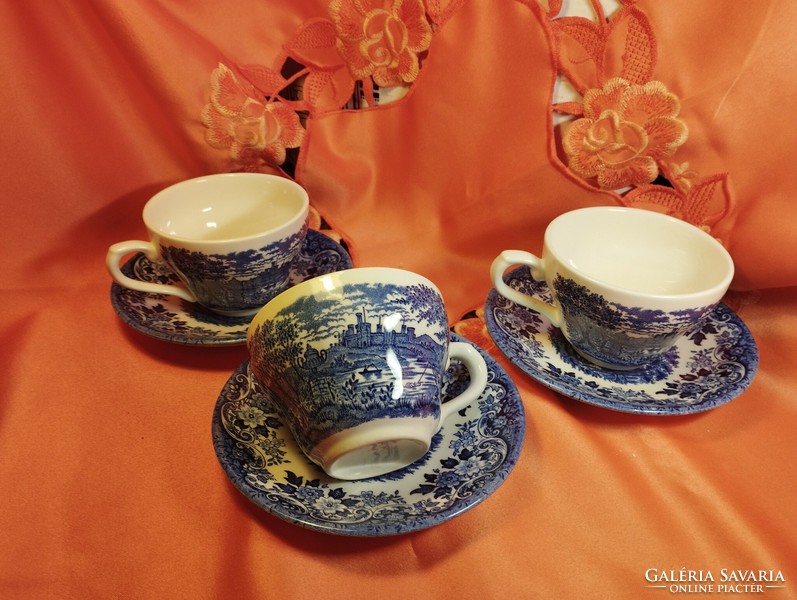 English porcelain coffee cup with bottom, 3 pairs
