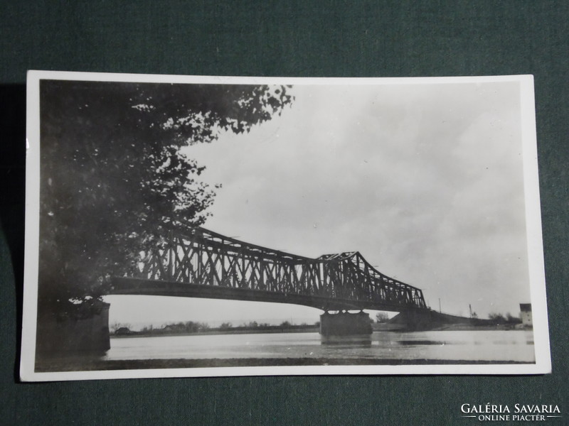 Képeslap,Postcard, Тител - Titel, közúti és vasúti híd, látkép részlet, 1942