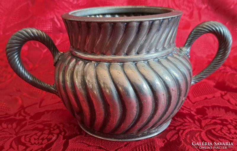 Antik ezüstözött váza, kis tál (M4520)