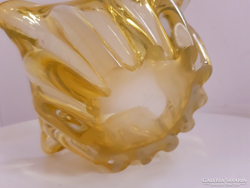 Bohémia Sárga Színű Üveg Asztalközép,Kínáló