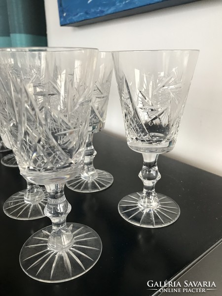 Polished crystal stemmed glasses, 4+5 vermouth or wine glasses (20/e)