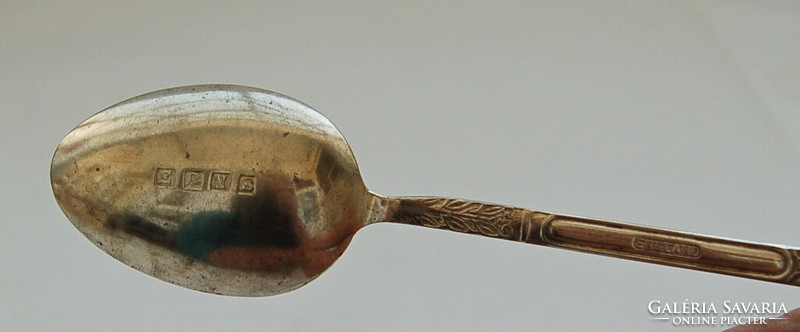Antique English silver-plated apostle mocha spoon, marked