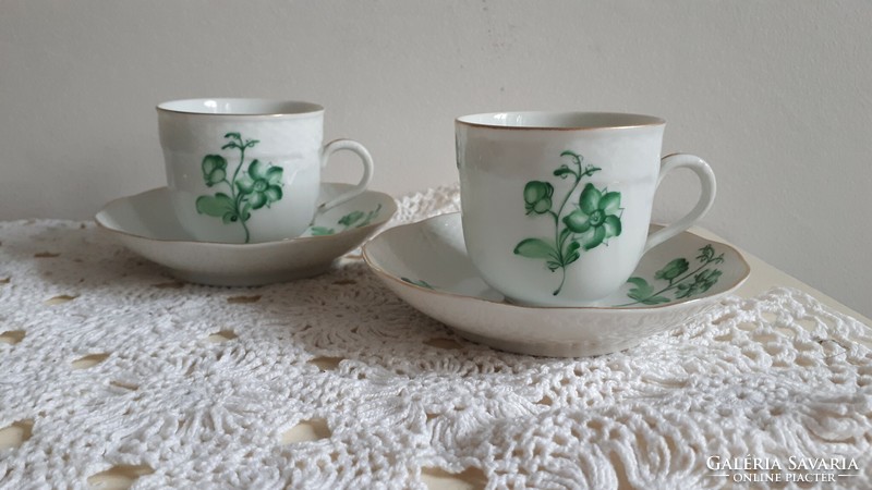 Herend green floral, coffee cup and saucer