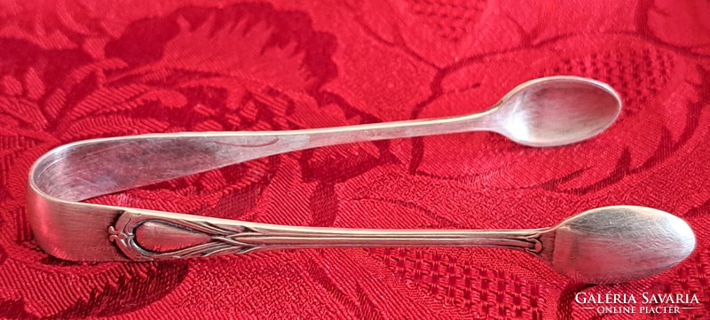 Régi ezüstözött cukorcsipesz, cukorfogó 4 (M4527)