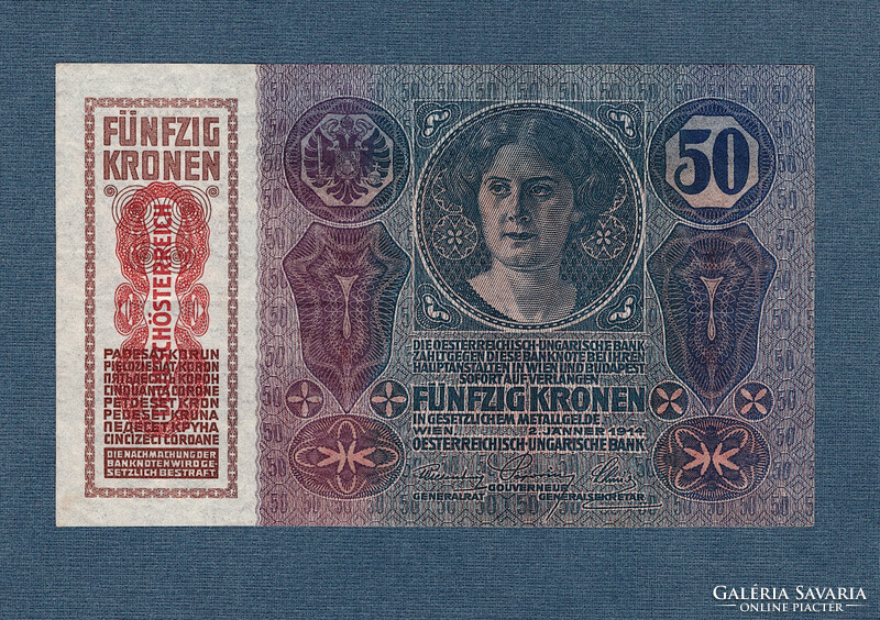 50 Korona 1914 Deutschösterreich felülbélyegzéssel  EF
