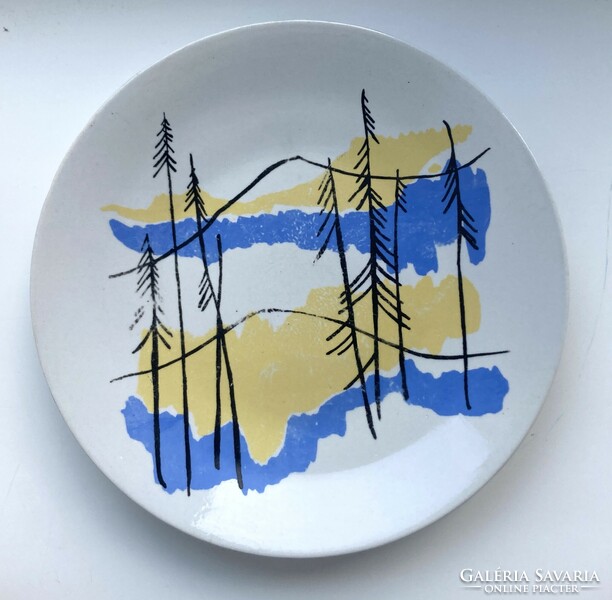 Zsolnay modern pine landscape plate, rare collector's item