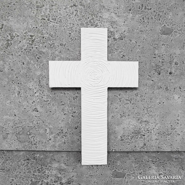 Pilipart, white handmade wall-hanging cross, 37x24 cm