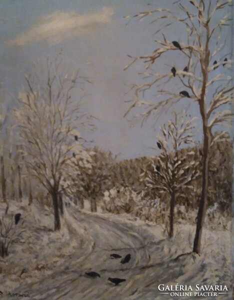 Winter landscape. Oil painting. 40X50 cm.