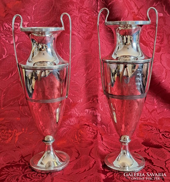2 silver-plated vases, amphora (m4518)