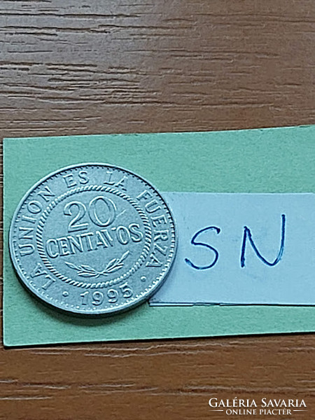 Bolivia 20 centavos 1995 stainless steel sn