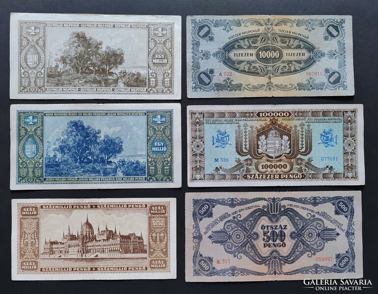 Lot of 12 pengő banknotes