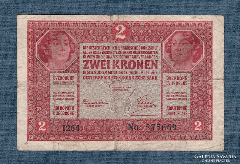 2 Korona 1917 bélyegzés nélkül