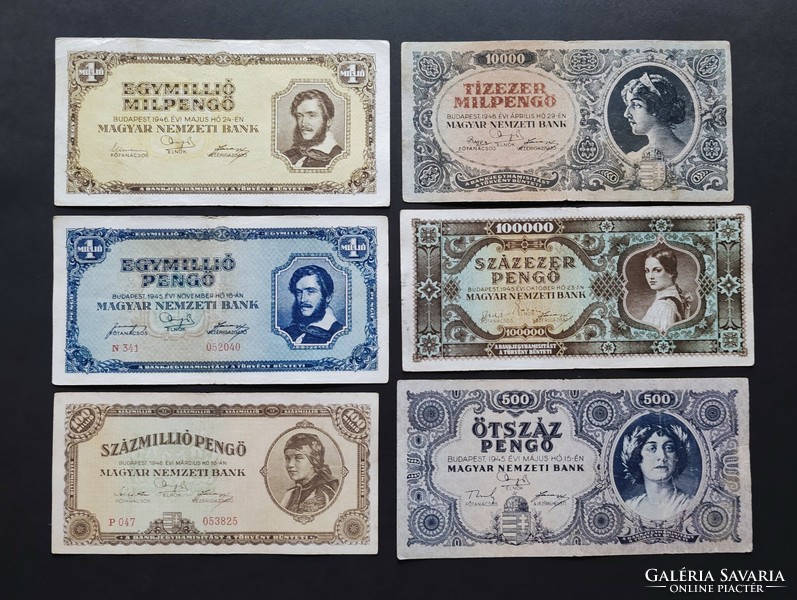 Lot of 12 pengő banknotes