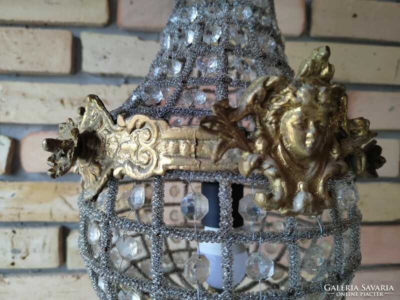 Francia Empire fűzött kosaras üveg kristály csillár lámpa