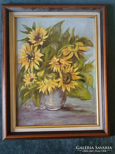 István Széchenyi sunflowers 40x30 oil