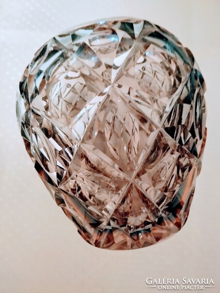 Csiszolt kristály váza különleges csiszolási technikával készült az 1938-40-es években Ajkán