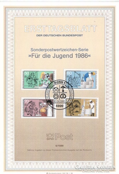 ETB 0041 Bundes Mi 1274-1277 ETB 6-1986    4,00 Euró