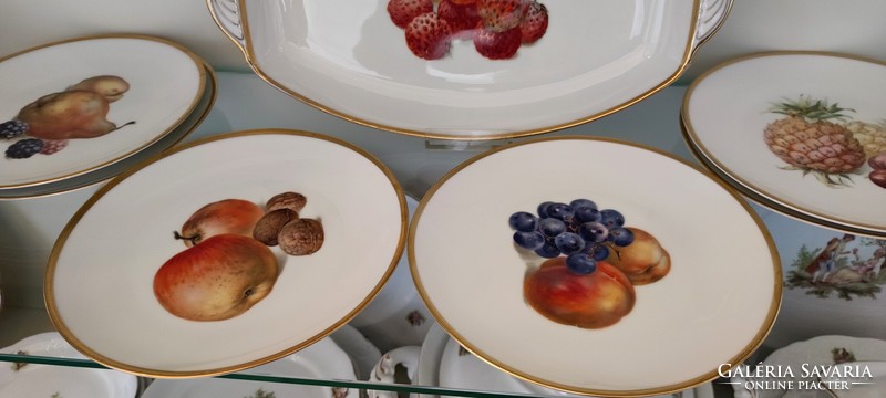 Antique Thomas porcelain, fruit serving set bowl + 6 plates