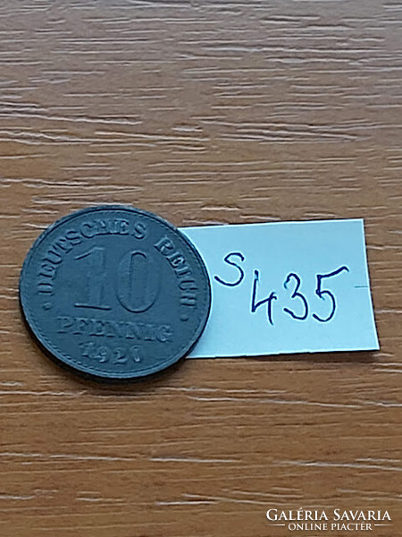 German Empire deutsches reich 10 pfennig 1920 zinc, ii. William s435