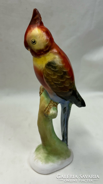 Bodrogkeresztúri nagyméretű kézzel festett kerámia papagáj hibátlan állapotban 25 cm.