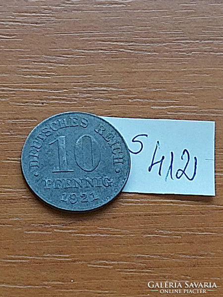German Empire deutsches reich 10 pfennig 1921 zinc, ii. William s412