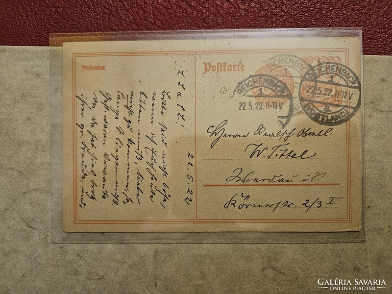 1922-es Díjjegyes levelezőlap Német birodalom