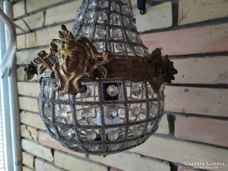 Francia Empire fűzött kosaras üveg kristály csillár lámpa