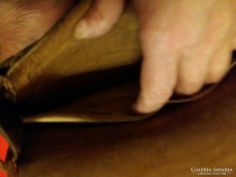 Antik bőr tarsolyforma eredeti ZIEGLER (SZEGED) bőrdíszműves táska 27 x 20 cm a képek szerint