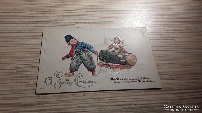 Antik dombornyomott Üdvözlő képeslap.