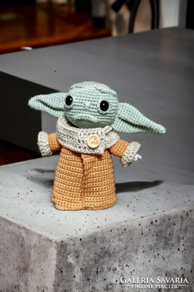 Baby yoda hand crocheted with amigurumi technique