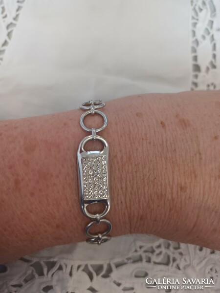 Old handmade silver bracelet with swarovski stones for sale!