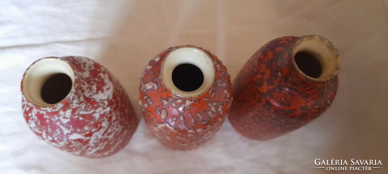 Tófej ceramic industrial artist glazed vase retro 21x11cm 3 pcs in one
