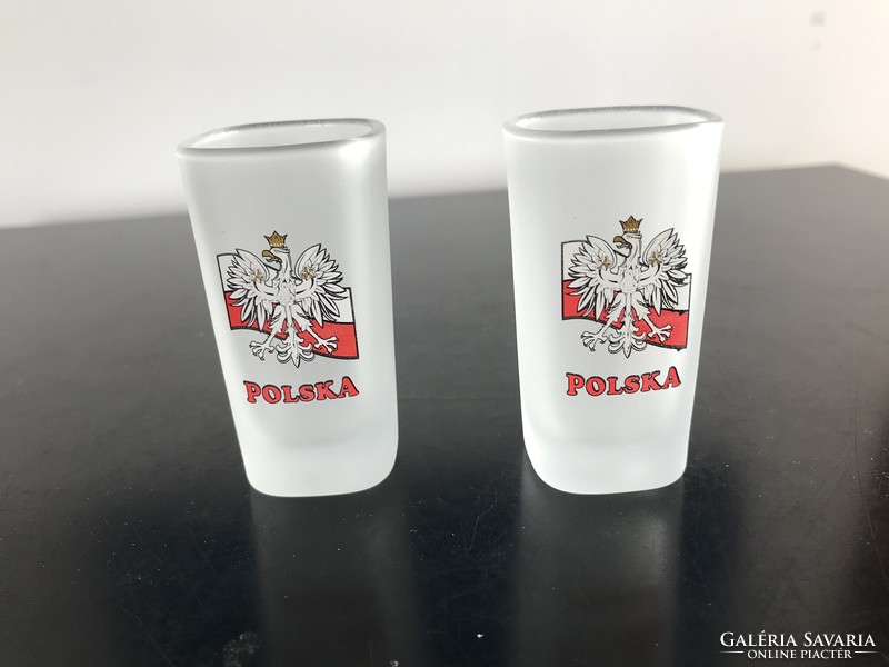 2 db lengyel vodkás üveg kupica POLSKA felirattal (79/2)